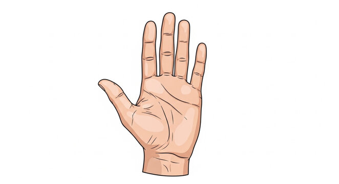 Palm Reading Hand Illustration - Lines and Fingers for Fortune Telling.