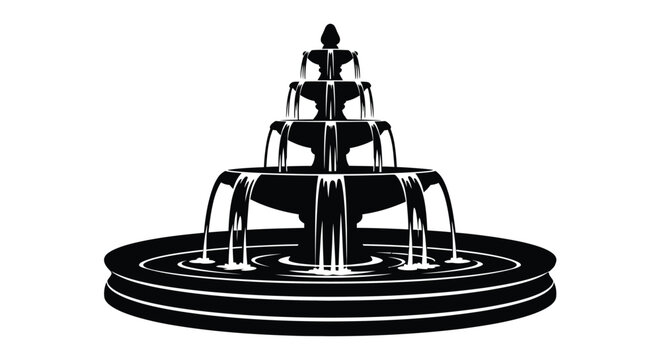 Elegant tiered fountain design a striking black and white silhouette