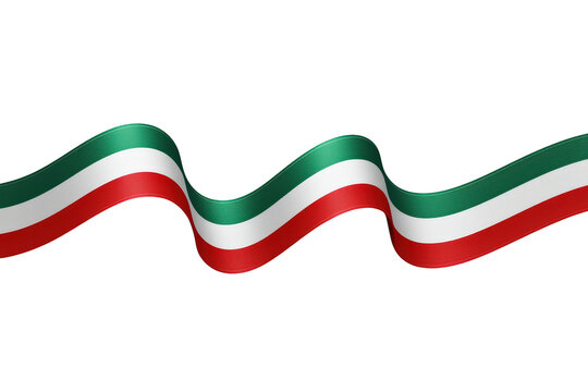 Waving italy flag tricolor ribbon displaying green, white, and red stripes, symbolizing italian national pride on transparent background