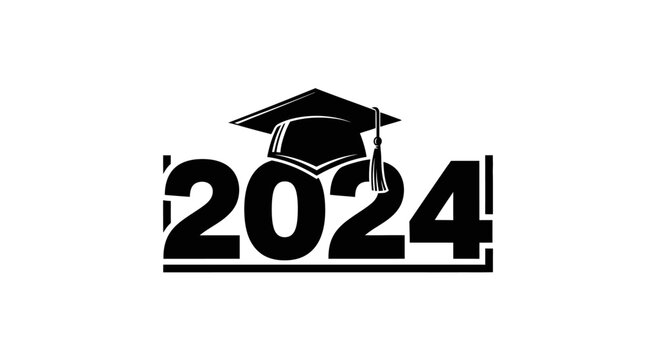 Graduation 2024 with cap and year numbers.