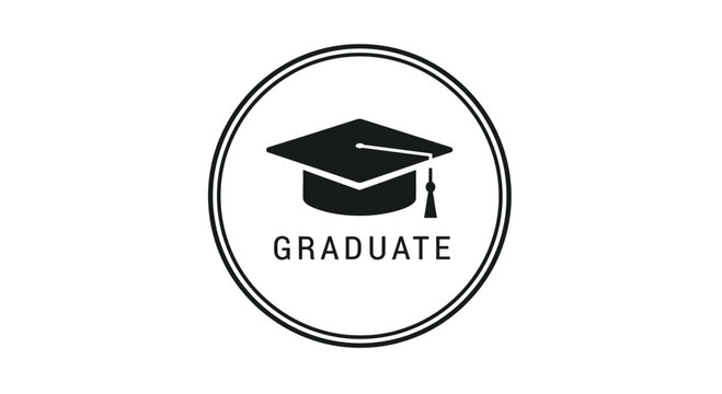 Graduate Cap Icon in a Circular Frame Representing Academic Achievement.