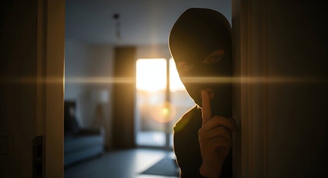 Disguised Person Holding Finger to Lips, Hinting at Secrecy and Silence