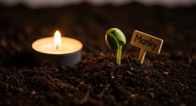 Sprout with Candle and Manky Sign