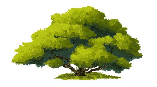 Flat lay vector style 2d image of isolared tree no shadow