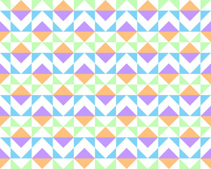 Fototapeta premium Seamless 1980s Retro Geometric Pattern with Pastel Lavender, Peach, and Mint Triangles
