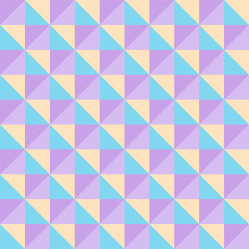 Seamless 1980s Retro Geometric Pattern with Pastel Lavender, Sky Blue, and Cream Triangles