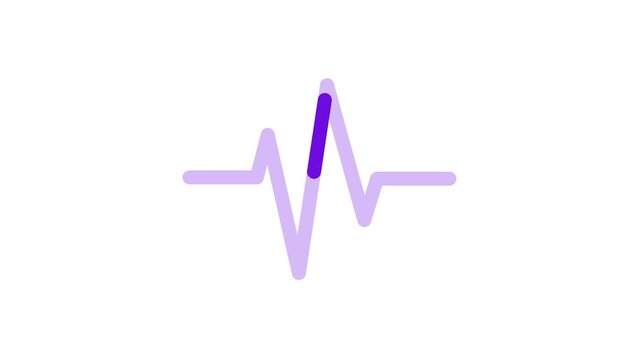 A purple ecg heartbeat line graph on a white background