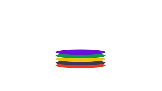 A colorful stack of five horizontal ovals on white background
