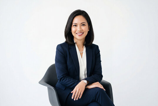 Southeast Asian businesswoman portrait in suit with radiant skin