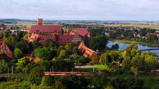 Castle of the Teutonic Order in Malbork by the Nogat river, Poland.