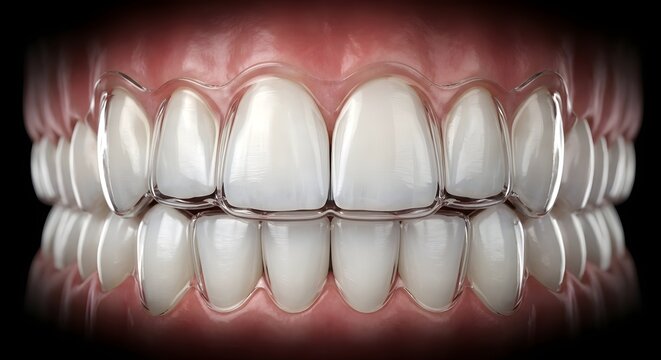  Ilustraci&oacute;n 3D alineador dental transparente ortodoncia