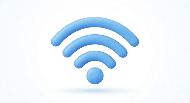 3D Claymorphism Wifi Icon, Wireless Connection Signal Symbol for Digital Interface