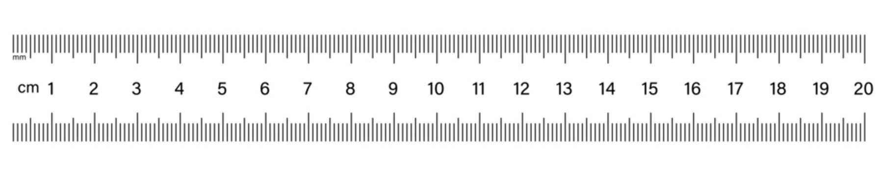 ruler 20 cm. Measuring tool. Ruler scale.