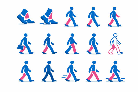 Flow walk simple pace to icon generation urban heel image motion vector