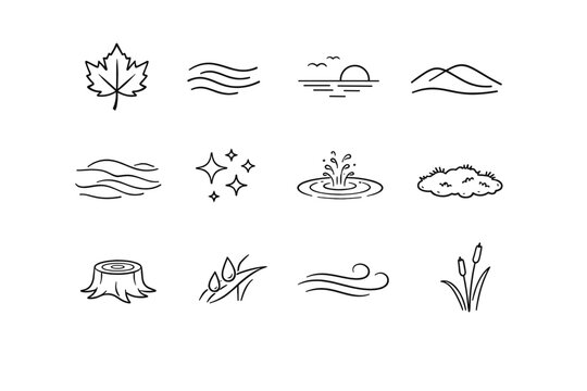 Tree vector generation layer moss cluster morning simple image fog wind icon