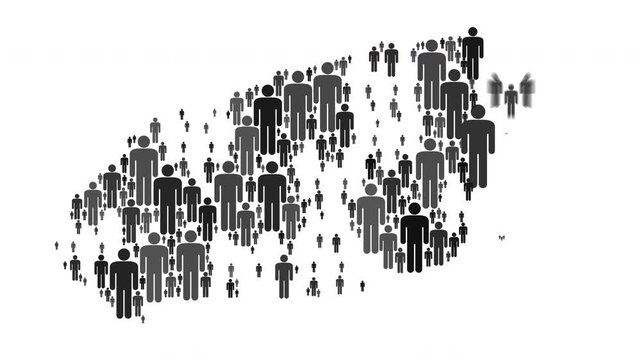 Animated map of Jeju do made up of a collage of human icons
