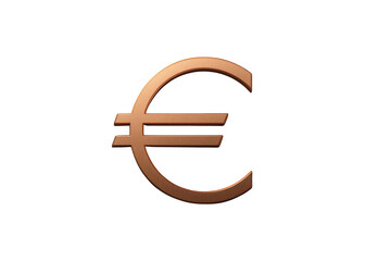 Fototapeta premium Euro currency symbol in bronze, a 3d isolated icon representing european finance, money, and economy on transparent background