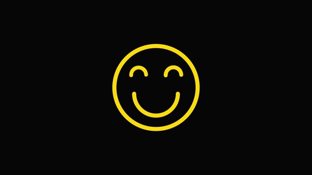 Smiling Yellow Emoticon Winking Face on Black Background for Digital Media and Communication smiley face.