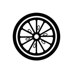 Fototapeta premium Simple and clean black and white illustration of a citrus fruit slice, perfect for healthy eating and refreshment concepts