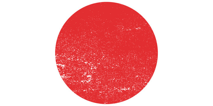 Japanese flag symbol of rising sun. Red circle in grunge style on white background.Vector illustration art project