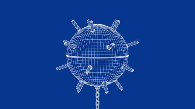 3D wire-frame model of naval mine