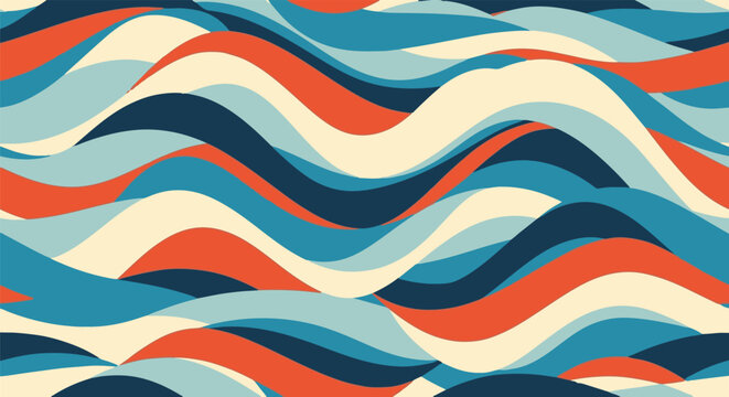 Abstract retro wave pattern vector background with colorful flowing lines and organic shapes