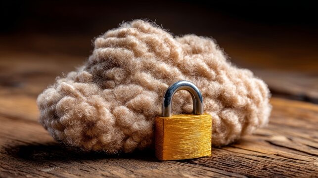 Security Concept with Padlock Protecting Data and Cloud Storage