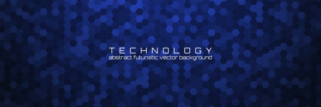 Abstract hexagon background. Futuristic technology texture with blue honeycomb mesh pattern. Modern digital science, engineering, network or business design. Vector Illustration.