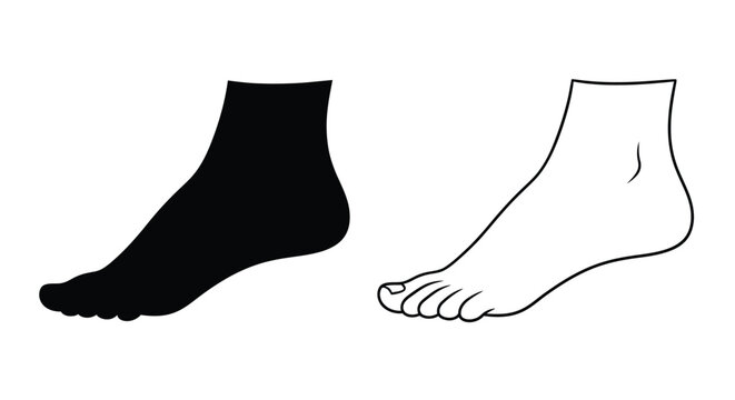 A contrasting depiction of a human foot shown in both black and white