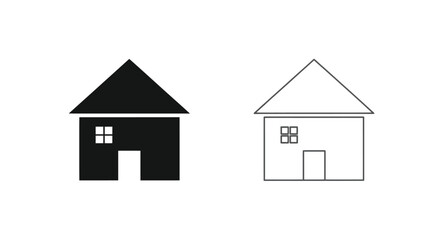 Fototapeta premium Two simple house icons one black and one white outline