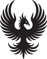 Fototapeta premium Majestic phoenix bird rising with spread wings and flame feathers representing rebirth immortality and mythical fire creature