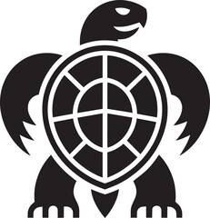 Turtle silhouette with geometric shell pattern and sharp flippers for sea life stencil and conservation vector design asset © Pappu0099