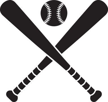 Crossed Baseball Bats with Ball &ndash; Sports Game Equipment Illustration