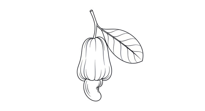 Drawing of a single nutmeg fruit.