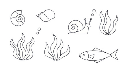 Fish and sea creatures swimming together. © Parade