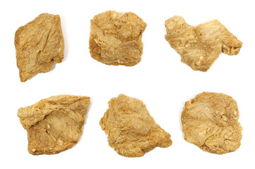 Fototapeta premium Set soybean slices isolated on white background, top view