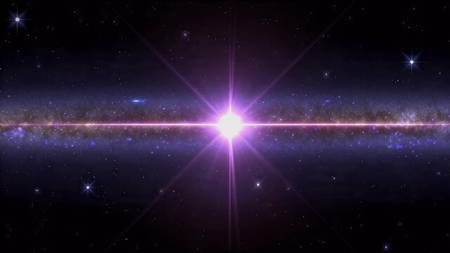 Brilliant cosmic burst illuminates a vibrant purple galaxy creating a stunning visual of interstellar energy and celestial wonder for backgrounds and abstract designs