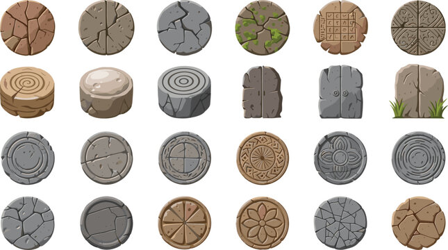 Collection of various stone and wood textures and patterns for graphic design