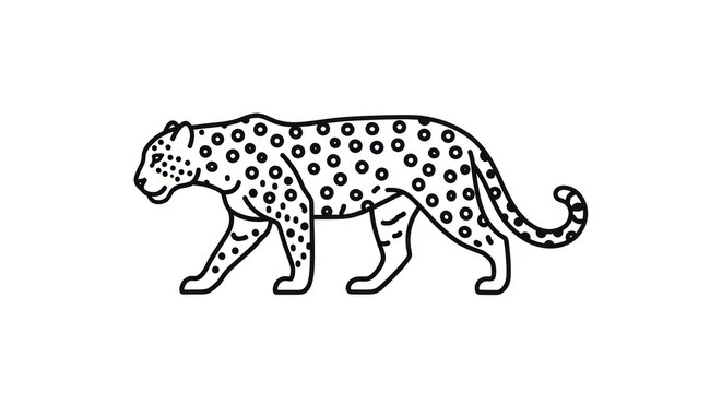 Black and White Illustration of Leopard.