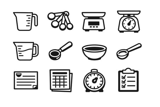 Icon measuring vector kitchen portion simple measurement jug image generation conversion scale