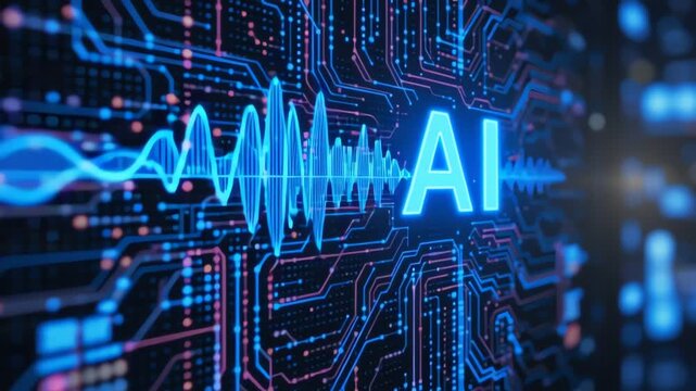 AI Artificial Intelligence Logo on Digital Circuit Background