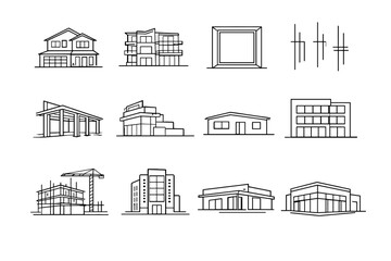 Fototapeta premium Generation drawing simple construction elevation frame building clean icon opening outline vector