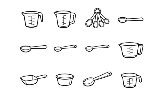 Tablespoon scale portion simple measuring image icon generation vector jug dash set