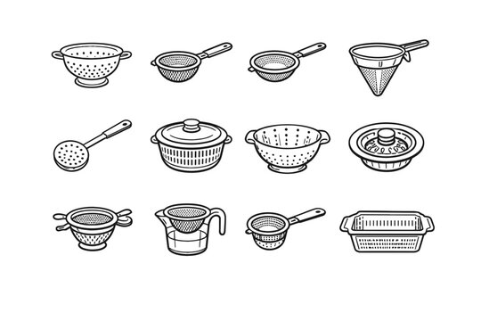 Dusting spoon bowl mesh colander strainer vector generation skimmer simple image oil