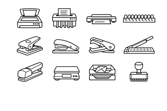 Envelope sealer binding icon modern stapler icons laminator scale workspace vector remover