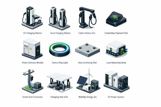 Hub arm icon dual station pad vector holster module energy icons grid