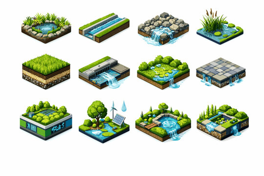 Micropark vector native icons absorption urban climate slot management icon park inlet