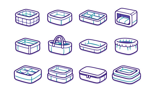 Padded drawer pliant gentle icon nest rounded cubby vector generation shell simple