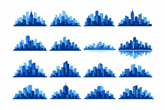 Metropolitan image profiles generation layers distant simple icon contour structural vector motif