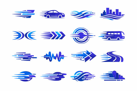 Vehicle generation dynamic vector traffic kinetic icon road rhythm passing simple image